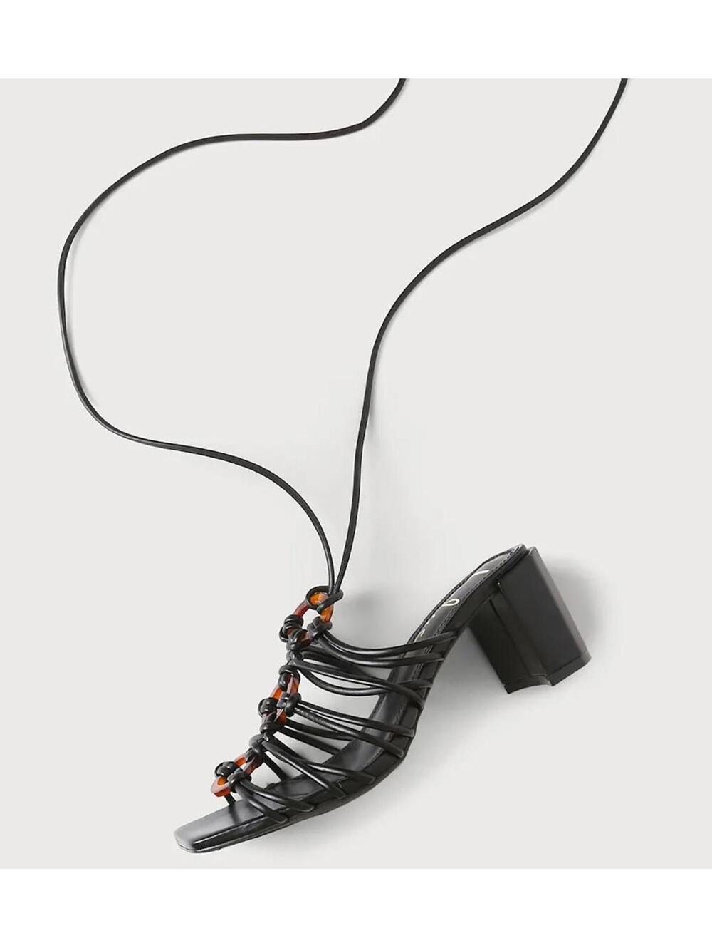 NWB Lulus Finu Black Lace-Up High Heel Sandals Size 6.5 - Picture 8 of 11